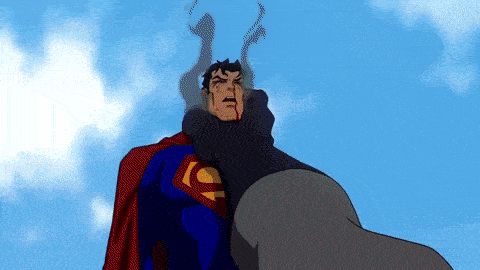 superman is being punched by batman in a cartoon