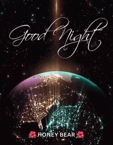 a picture of the earth with the words `` good night '' written above it