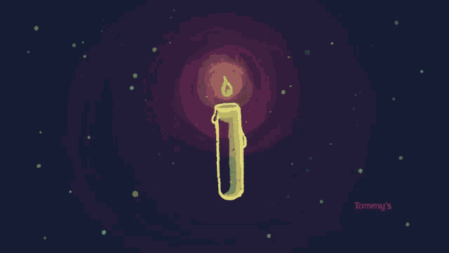 a drawing of a candle with the letters i and u in the background