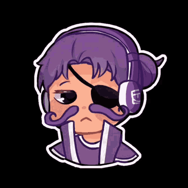 a cartoon drawing of a man with headphones on