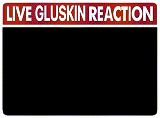 a sign that says ' live gluskin reaction ' on top of a black background