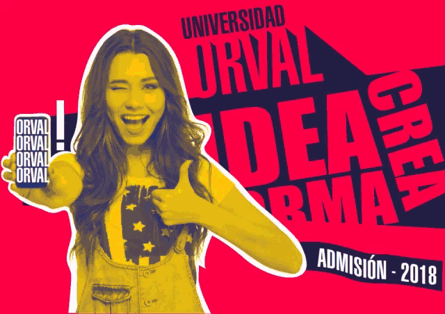 a woman is giving a thumbs up in front of an ad for orval ideas