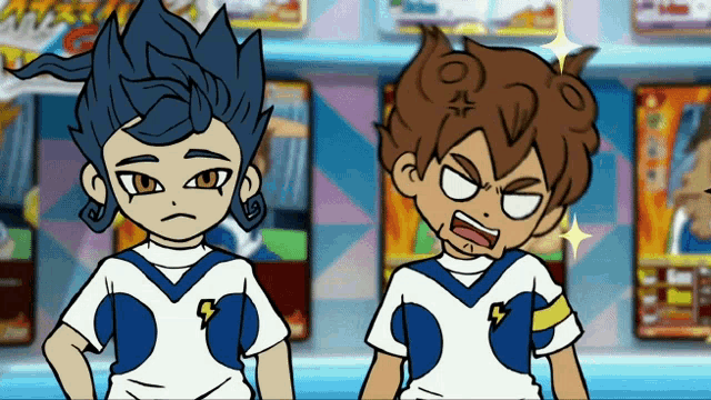 a cartoon of two boys standing next to each other