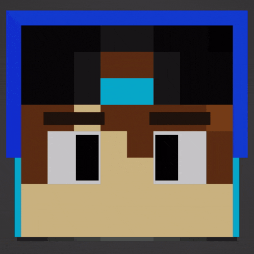 a pixel art of a person 's face with a blue headband