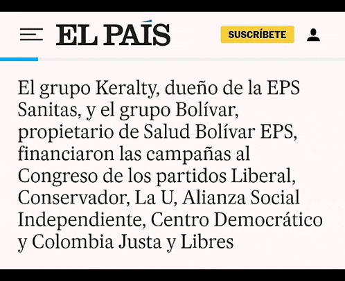 a page that says el pais on it with a yellow subscribe button