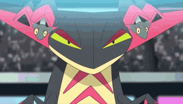 a close up of a cartoon character with a x on its head