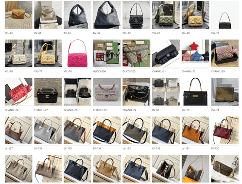 a collection of chanel handbags are displayed on a screen