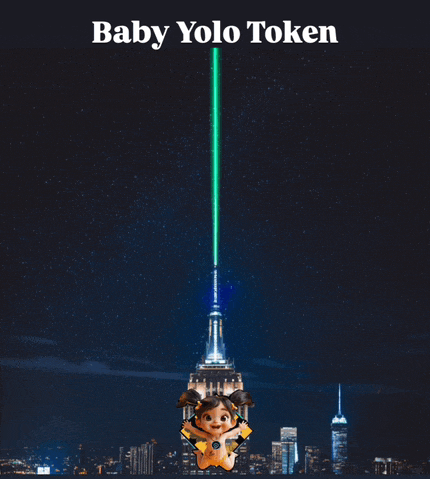 a baby yolo token with a green laser beam coming from it
