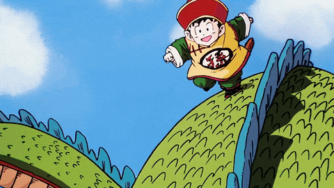 a cartoon of a boy with a dragon ball z logo on his outfit