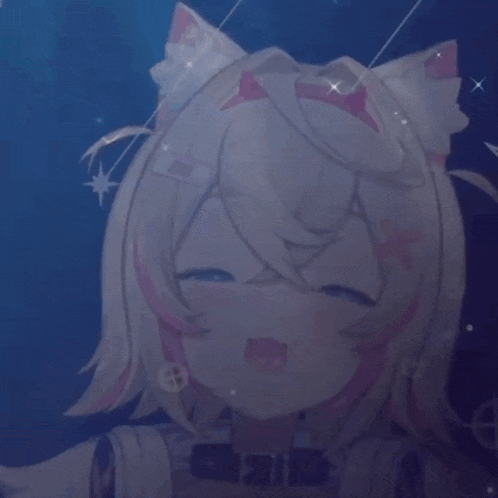 a close up of a anime character with a collar on