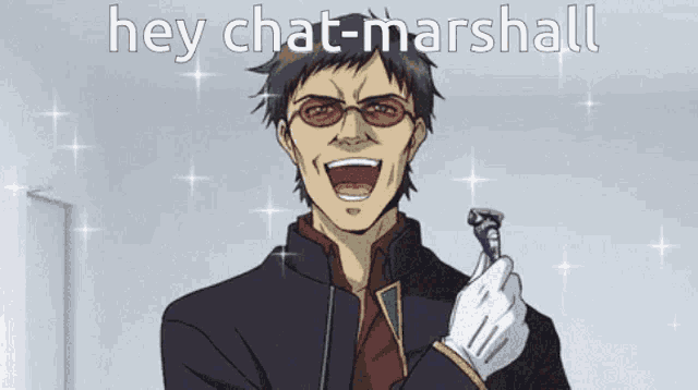 a man is holding a razor and saying hey chat-marshall