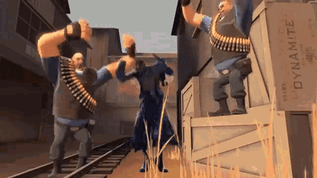 a video game scene with a box that says dynamite