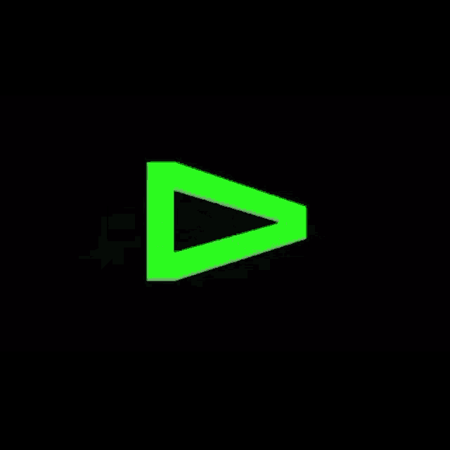 a green triangle on a black background is a play button .