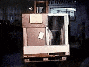 a crate is sitting in front of a sign that says seabrook