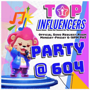 a poster for top influencers party 604