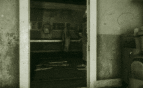 a black and white photo of an open door
