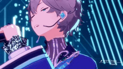 a cartoon character is singing into a microphone and the words drops tears are on the bottom