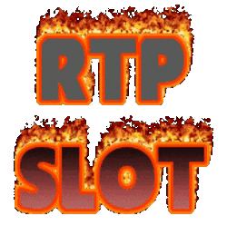 a logo that says rtp slot with flames coming out of it