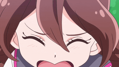 a close up of a cartoon girl with her eyes closed