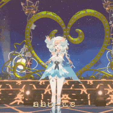 a video game character is standing in front of a heart