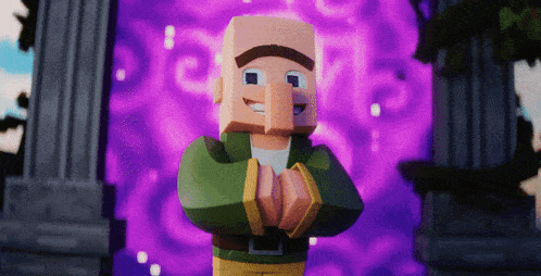 a minecraft character is standing in front of a portal