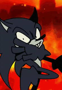 a cartoon of a devil sonic with horns