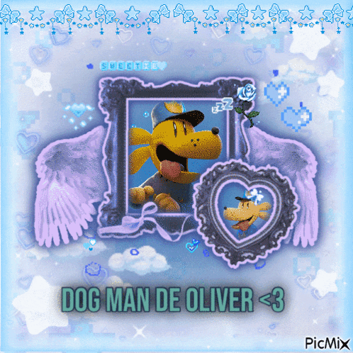 a picture of dog man de oliver with wings
