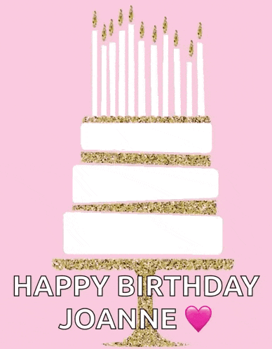 a birthday card for joanne with a cake and candles on it