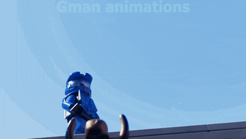 a close up of a blue helmet with the words great animations on the bottom