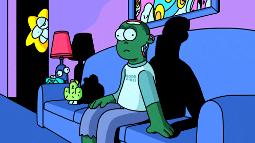 a cartoon character with a shirt that says good vibes