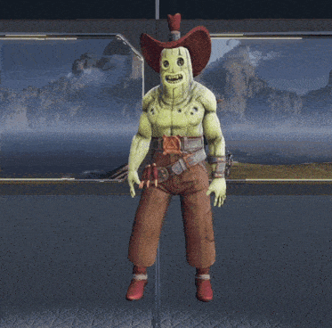 a cartoon character with a cowboy hat on
