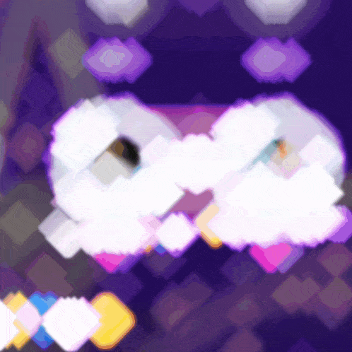 a pixel art drawing of a purple background with a white heart in the middle