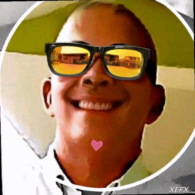a drawing of a man wearing sunglasses with the name xefx on the bottom right