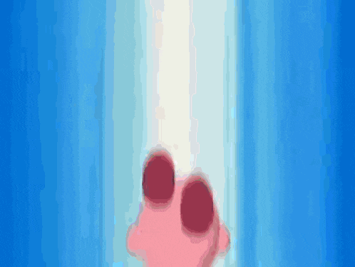 a close up of a cartoon character 's nose with a blue background