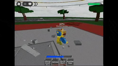 a screenshot of a video game shows a weakest dummy being killed