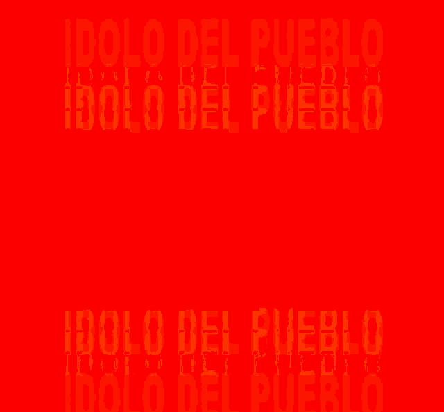 a red background with yellow letters that say pueblo
