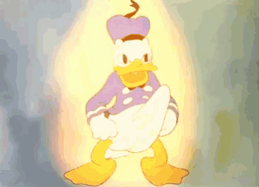 a cartoon of donald duck standing in front of a bright light