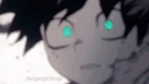 a close up of a person 's face with glowing eyes .