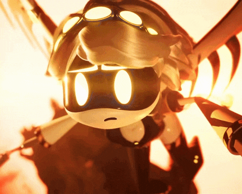 a close up of a cartoon character wearing goggles and a mask