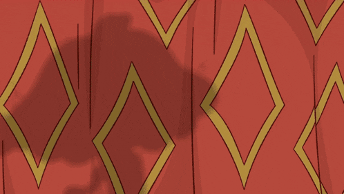 a cartoon of a girl with glasses peeking out from behind a red curtain