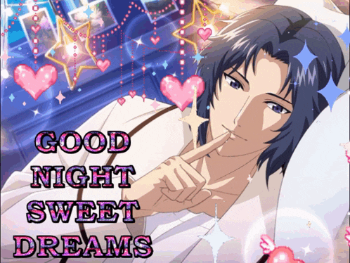 a picture of a man with the words good night sweet dreams written on it