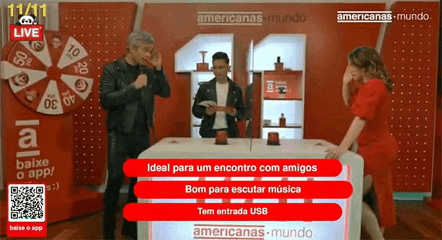 a live broadcast of americanas-mundo shows a man and a woman