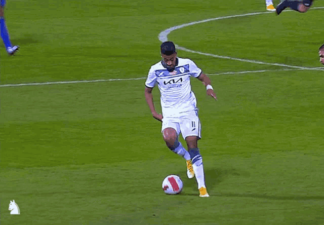 two soccer players on a field with one wearing a shirt that says " airways "