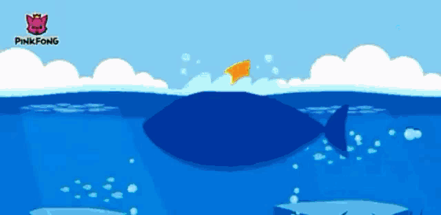 a cartoon of a whale in the ocean with pinkfong on the bottom
