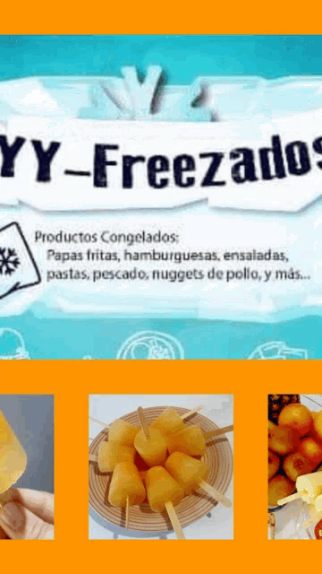 a box of yy-freezed potatoes is shown in a collage of photos