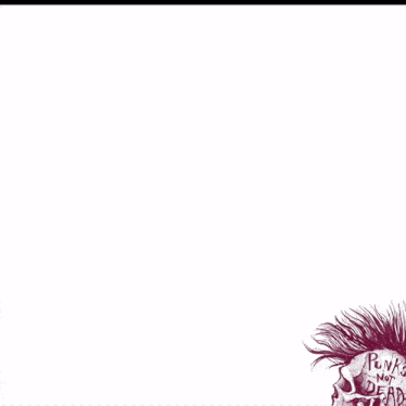 a drawing of a skull with a mohawk and the words punk not dead on it
