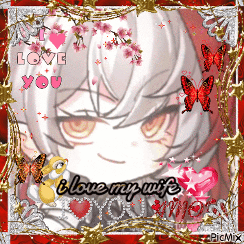 a picture of a girl with the words " i love my wife " on it
