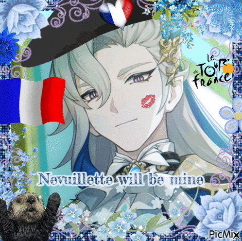 a picture of a boy with a kiss on his cheek and the words nevillette will be mine