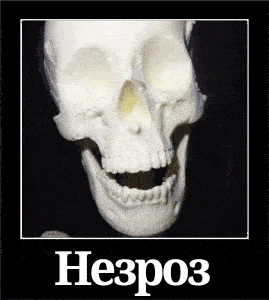 a picture of a smiling skull with the word ne3po3 on it