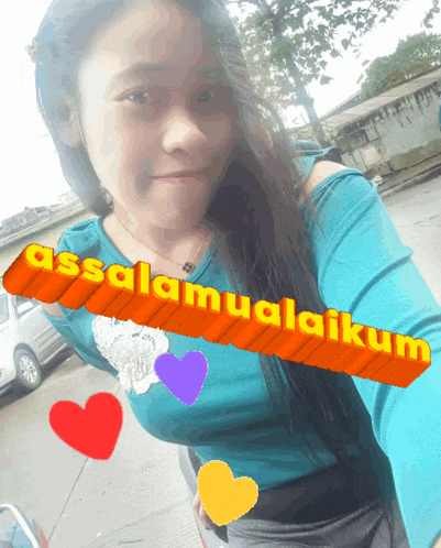 a picture of a girl with the words assalamualaikum written on it